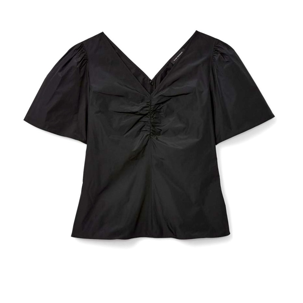 Club Monaco Elegant Black Ruched Blouse